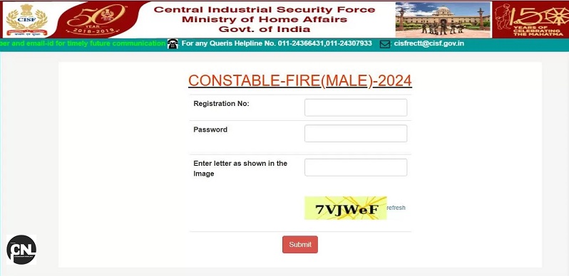 CISF Fireman Admit Card 2024 OUT