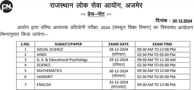 RPSC Senior Teacher 2024 Exam