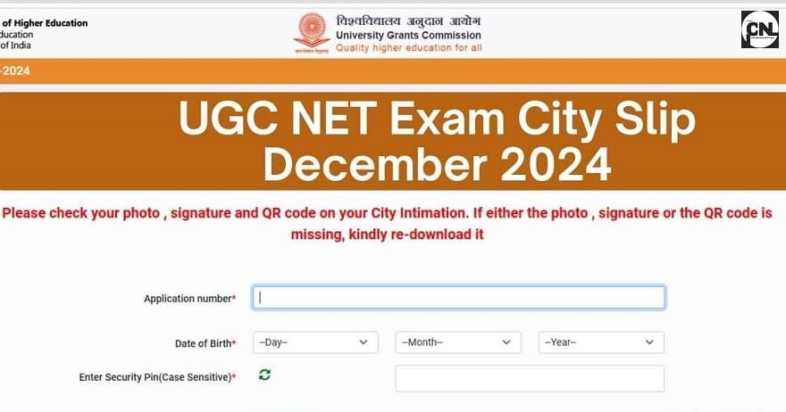 UGC NET 2024 Exam City Slip